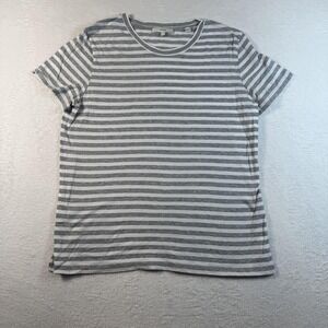 Vince Shirt Womens Large Gray Striped Short Sleeve Crewneck‎ Tee Casual Top